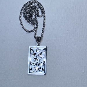 Handmade Unisex “Judgement“ Tarot Card Pendant Stainless Steel Chain Goth Grunge